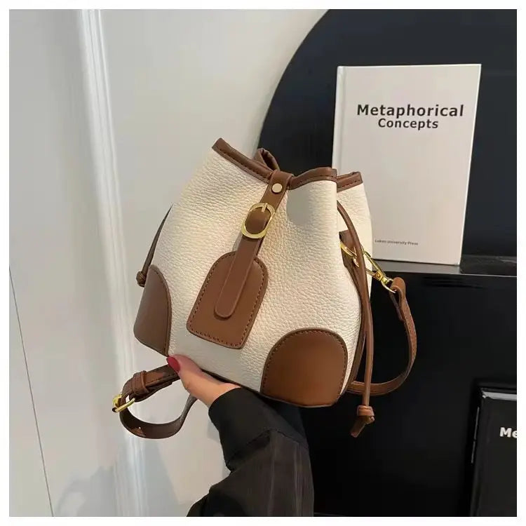 Classic Silhouette Bucket Bag – Minimalist Vegan Leather Crossbody & Shoulder Purse