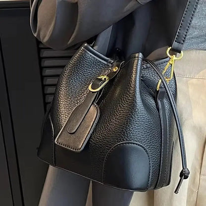 Classic Silhouette Bucket Bag – Minimalist Vegan Leather Crossbody & Shoulder Purse