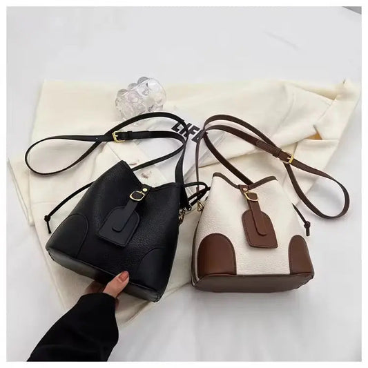 Classic Silhouette Bucket Bag – Minimalist Vegan Leather Crossbody & Shoulder Purse