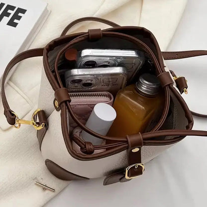 Classic Silhouette Bucket Bag – Minimalist Vegan Leather Crossbody & Shoulder Purse