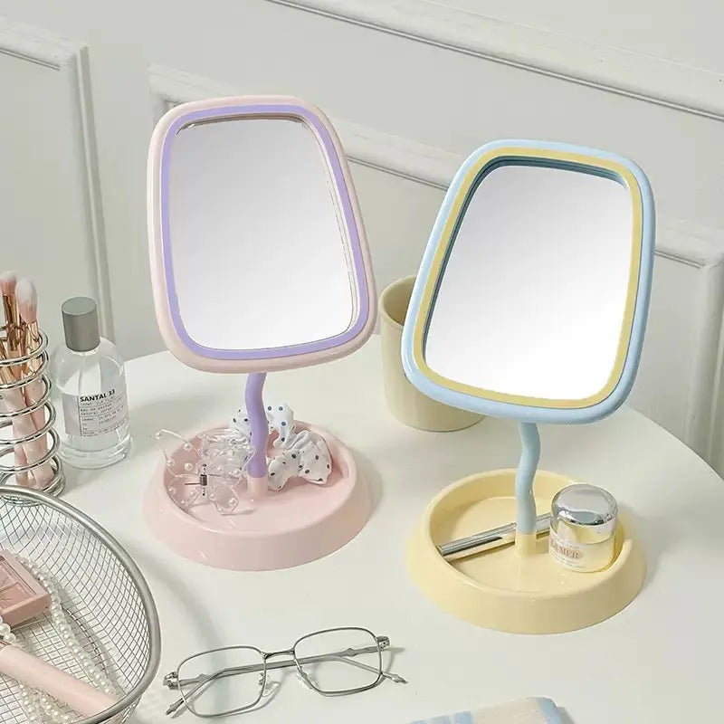 Aesthetic Wavy Vanity Mirror – Minimalist Pastel Tabletop Decor & Makeup Mirror