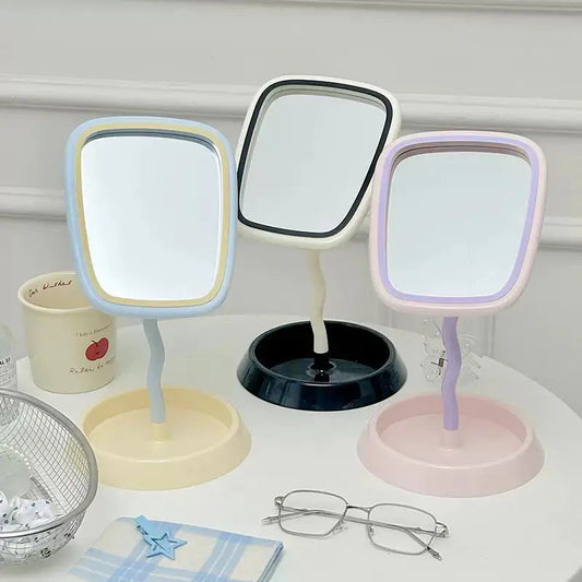 Aesthetic Wavy Vanity Mirror – Minimalist Pastel Tabletop Decor & Makeup Mirror