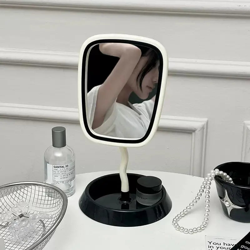 Aesthetic Wavy Vanity Mirror – Minimalist Pastel Tabletop Decor & Makeup Mirror