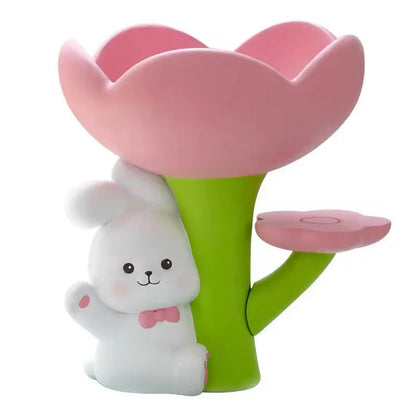 Bunny & Flower Jewelry Tray - Cute Desktop Accessory Organizer