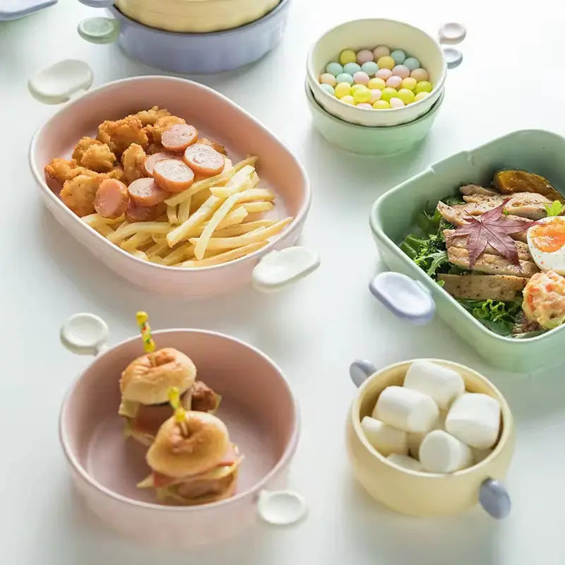 Pastel Ceramic Baking Dish with Handles - Oven to Table Tray