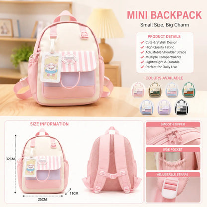 Mini Kids Backpack - Lightweight Pastel School & Travel Bag