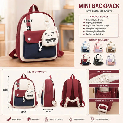 Mini Kids Backpack with Panda Coin Pouch - School & Travel Bag