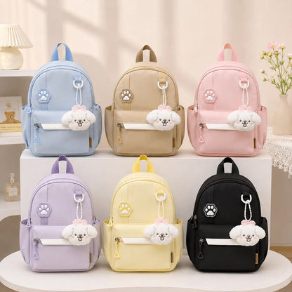 Mini Kids Backpack with Plush Charm - Cute School & Travel Bag