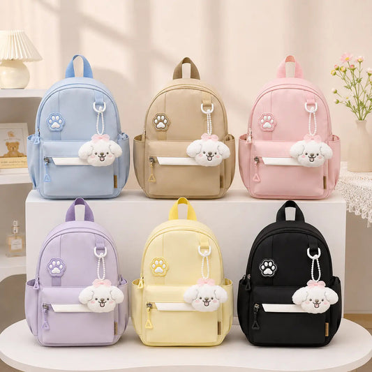Mini Kids Backpack with Plush Charm - Cute School & Travel Bag