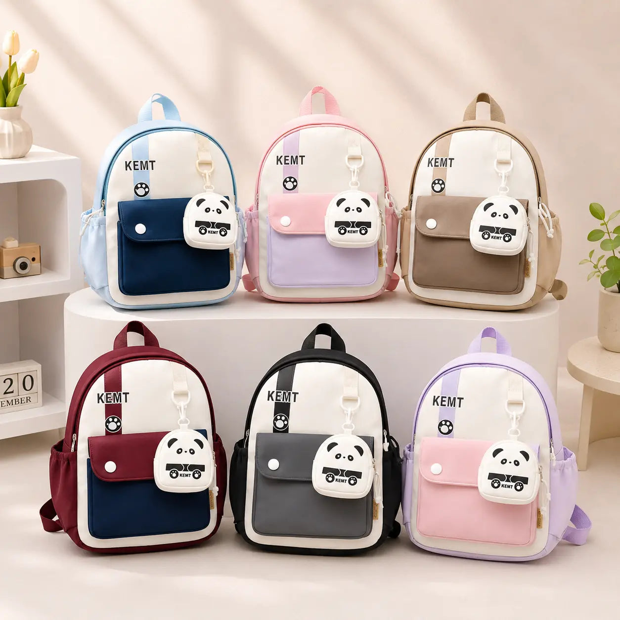Mini Kids Backpack with Panda Coin Pouch - School & Travel Bag