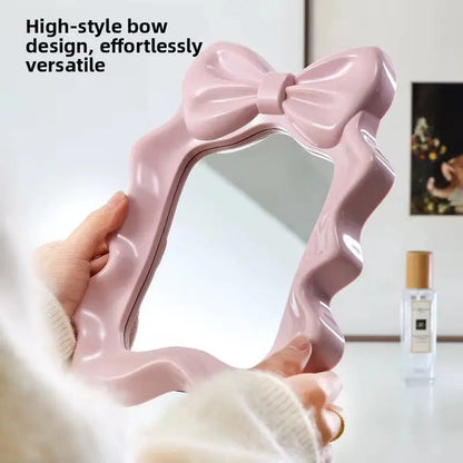 Bow Vanity Mirror - Cute Desktop Makeup Mirror with Wall Hook