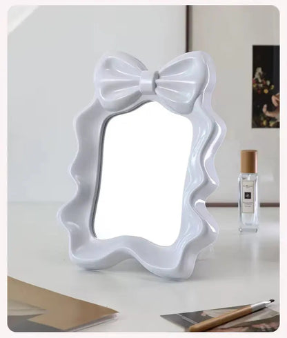 Bow Vanity Mirror - Cute Desktop Makeup Mirror with Wall Hook