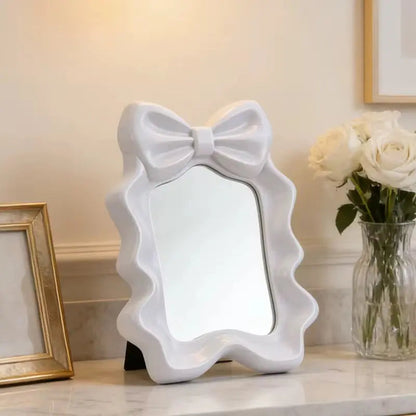 Bow Vanity Mirror - Cute Desktop Makeup Mirror with Wall Hook