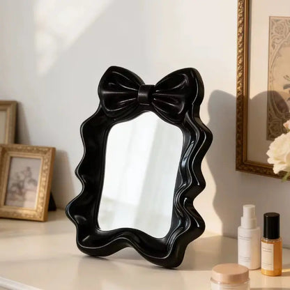 Bow Vanity Mirror - Cute Desktop Makeup Mirror with Wall Hook