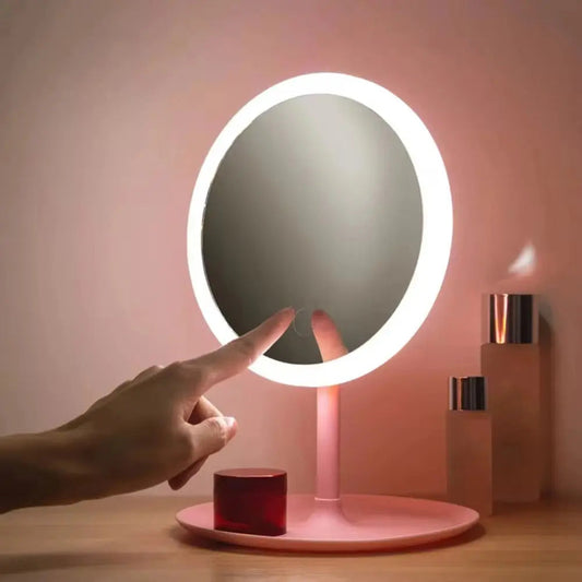Rechargeable LED Makeup Mirror with Touch Sensor & Storage Tray