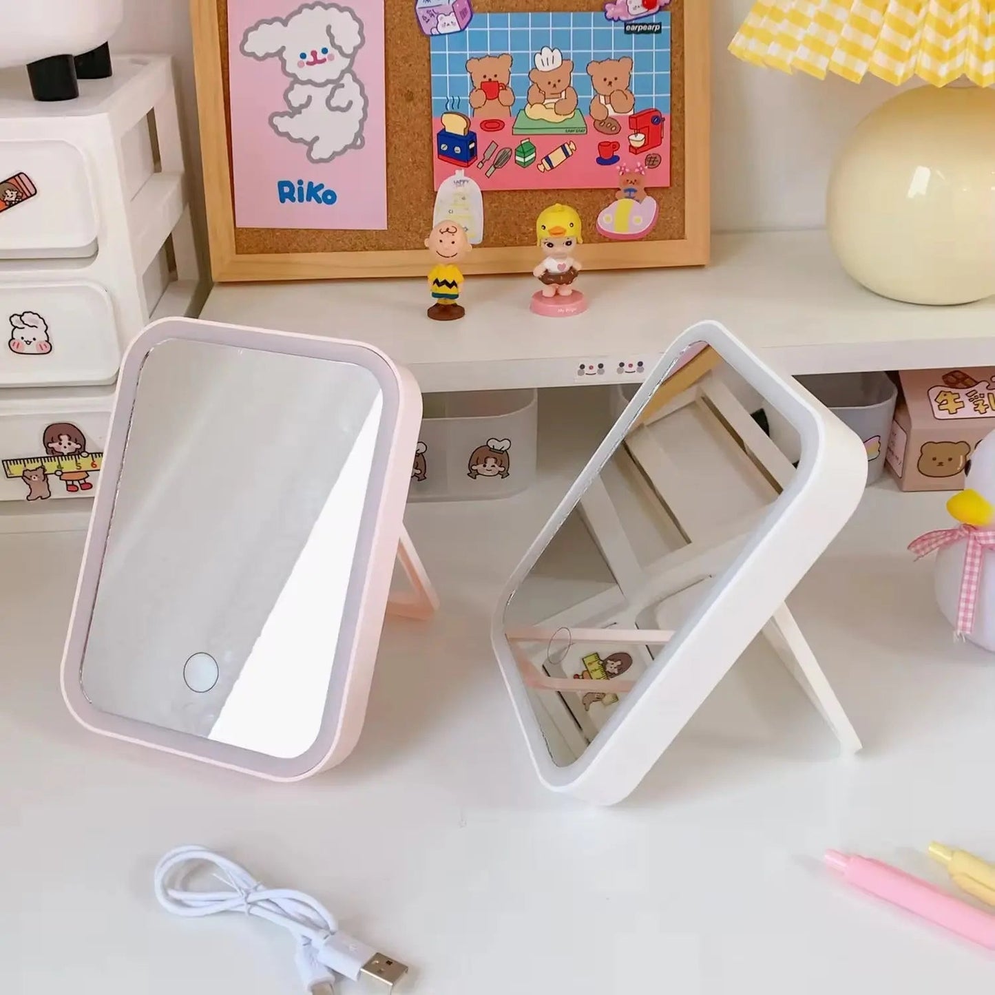 Rechargeable LED Vanity Mirror with Wall Mount - 3 Color Light