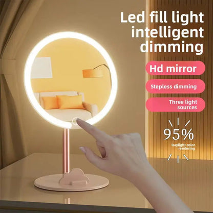 Rechargeable LED Makeup Mirror with Phone Holder - 3 Color Light