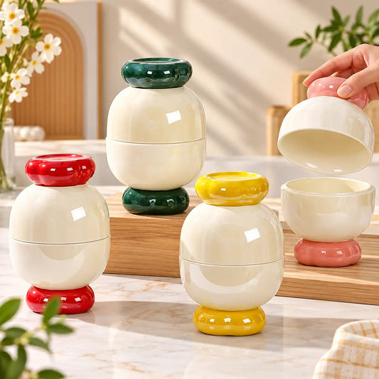 Stackable Two-Piece Ceramic Bowl Set