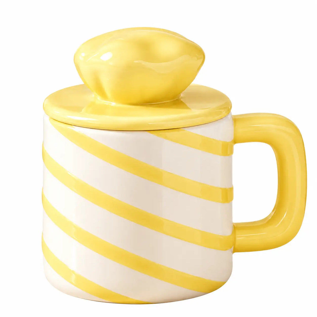 Pastel Stripe Ceramic Coffee Mug with Lid