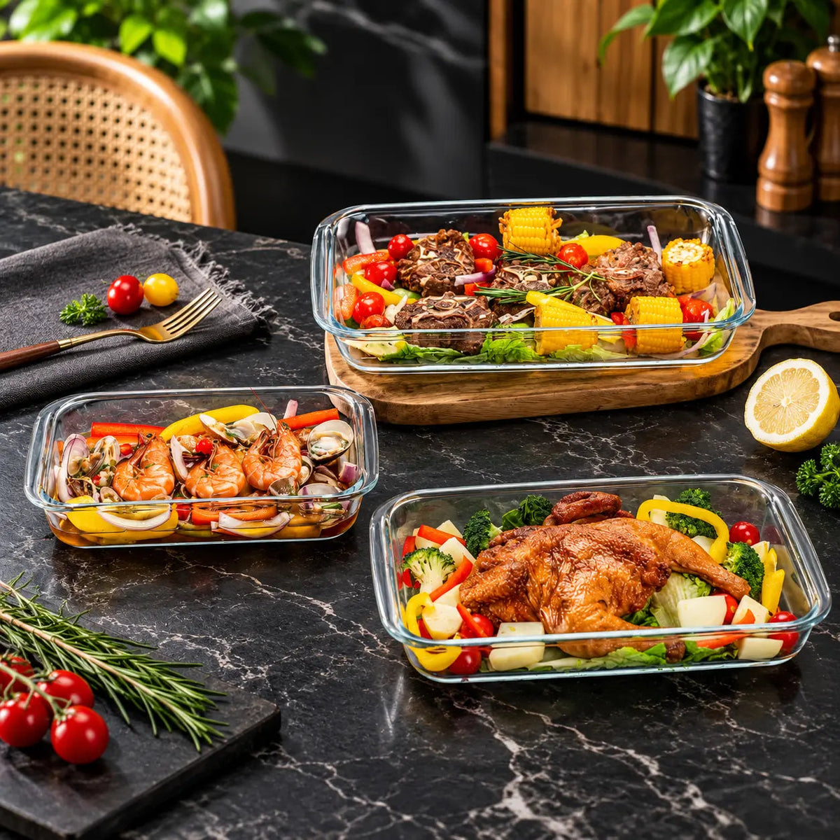 Rectangular Clear Glass Baking Dishes – 3pc Set