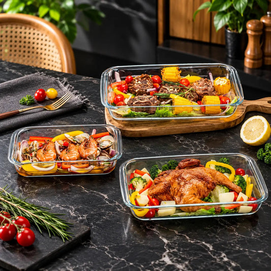 Rectangular Clear Glass Baking Dishes – 3pc Set