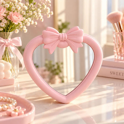 Heart-Shaped Vanity Mirror with Oversized Bow