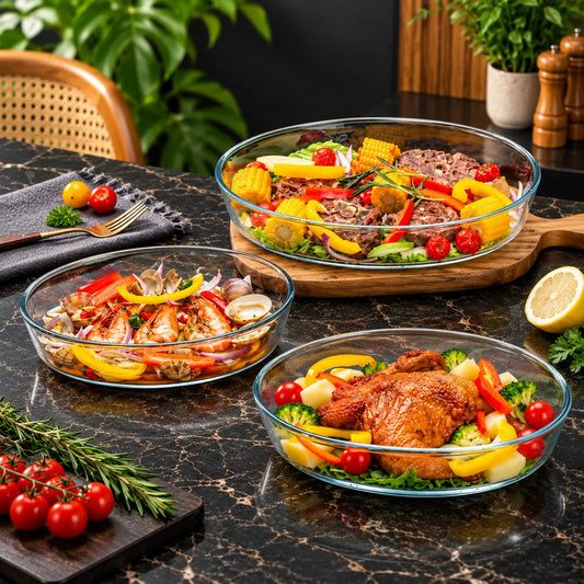 Clear Oval Glass Baking Dishes – Set of 3