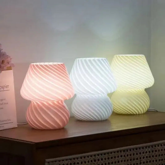 The "Glow Shroom" Murano-Style Swirl Table Lamp