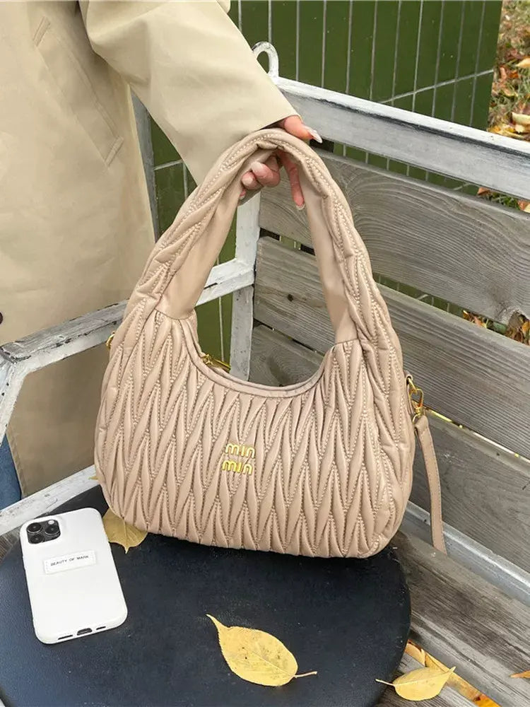 Crescent Quilted Hobo – Plush Soft-Textured Shoulder Bag & Crossbody Purse