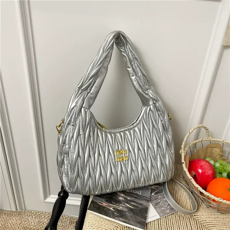 Crescent Quilted Hobo – Plush Soft-Textured Shoulder Bag & Crossbody Purse