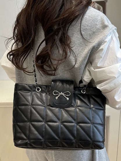 Luxe Quilted Bow Chain Bag – Elegant Mini Tote & Crossbody Shoulder Purse