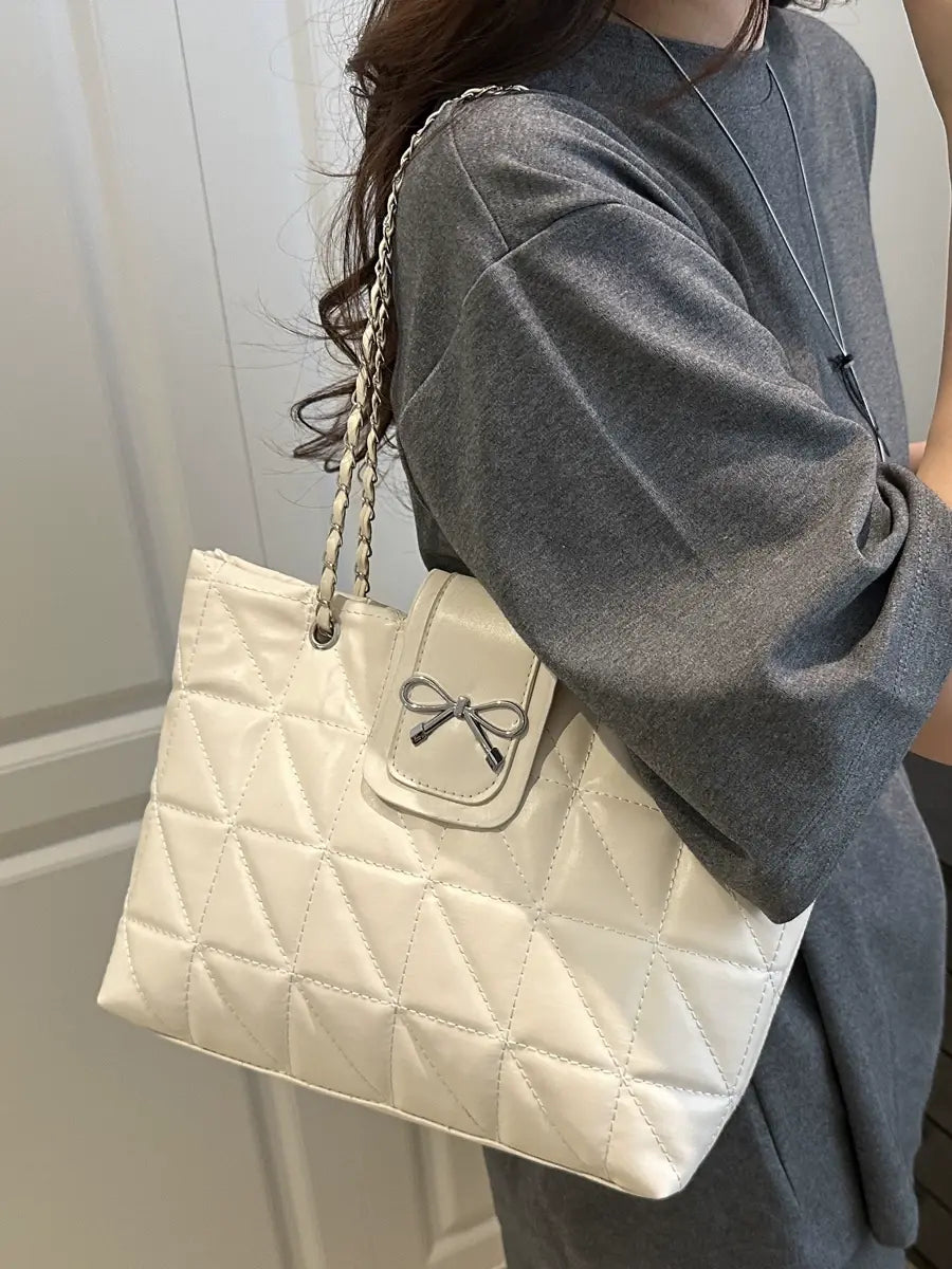 Luxe Quilted Bow Chain Bag – Elegant Mini Tote & Crossbody Shoulder Purse
