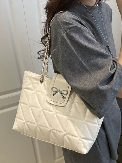 Luxe Quilted Bow Chain Bag – Elegant Mini Tote & Crossbody Shoulder Purse