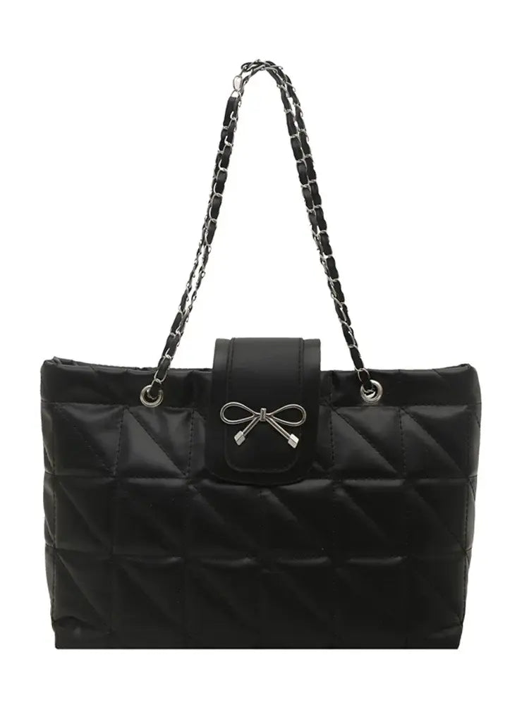Luxe Quilted Bow Chain Bag – Elegant Mini Tote & Crossbody Shoulder Purse