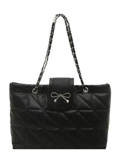 Luxe Quilted Bow Chain Bag – Elegant Mini Tote & Crossbody Shoulder Purse