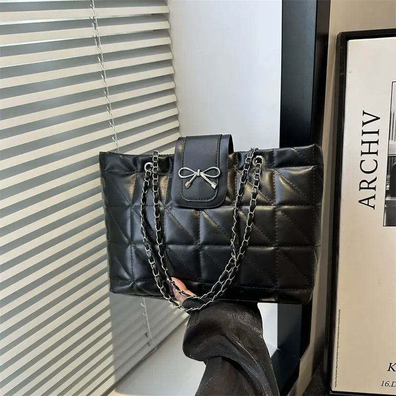 Luxe Quilted Bow Chain Bag – Elegant Mini Tote & Crossbody Shoulder Purse