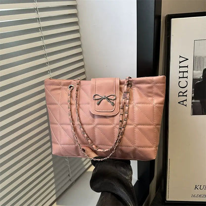 Luxe Quilted Bow Chain Bag – Elegant Mini Tote & Crossbody Shoulder Purse
