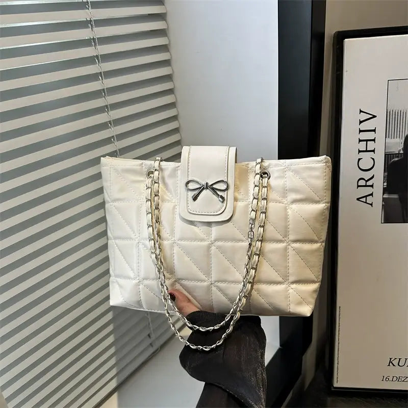Luxe Quilted Bow Chain Bag – Elegant Mini Tote & Crossbody Shoulder Purse